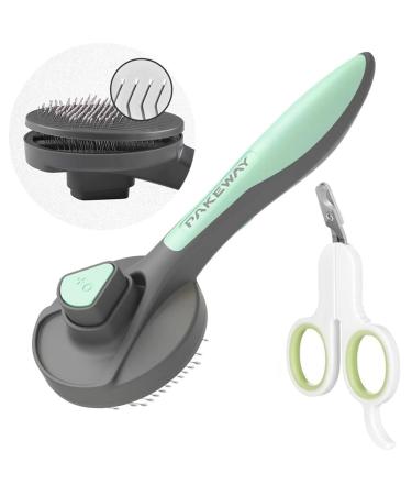 Pakeway cat brush dog brush pet brush for cats and dogs with short medium and long hair add green (nail clippers) green + nail scissors