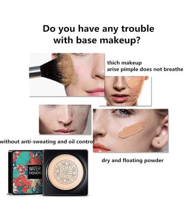 Mushroom Head Air Cushion CC Cream Foundation Cover Concealer Nude Makeup Moisturizing Brightening Pigment Liquid Foundation Even Skin Tone Makeup Base (Natural) - Buy Online on GoSupps.com