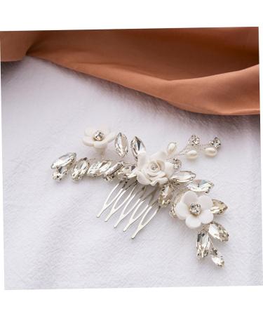 minkissy Bride Hair Comb Wedding Hair Side Comb Floral Hair Comb Bridal Hair Side Comb Bridal Hair Accessories Hair Side Comb White Miss Soft Pottery Metal Twist - Buy Online on GoSupps.com