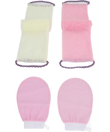 African Net Sponge African Bath Sponge Long Net Bath Sponge Nylon Body Exfoliating Net Back Scrubber with Bathing Gloves for Shower Skin Smoother (Roseate Beige) - Buy Online on GoSupps.com