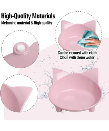 Non Slip Cat Bowl for Stress Relief - Shallow Cat Food and Water Dish - Safe Food-Grade Material - Pink+White - Buy Online on GoSupps.com