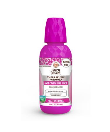 GuruNanda Therapeutic Anti-Cavity Oral Rinse with 0.05% Sodium Fluoride Alcohol Free Mouthwash to Support Enamel Care & Cavity Prevention Vibrant Mint 16 oz 16 Fl Oz (Pack of 1)