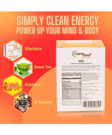 Carefast Natural Energy Powder Drink Mix - Sugar Free Keto Tropical Punch - 15 Servings with Caffeine Vitamins & Minerals - Focus & Endurance Boost - Buy Online on GoSupps.com