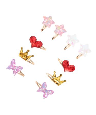 minkissy 5 Pairs Hairpin Kids Barrettes Butterfly Hair Clip Xmas Hair Clips Glitter Clips Sequin Star Barrette Toddler Hair Heart Hair Accessories Sequin Clips Baby Cartoon Crystal Clip