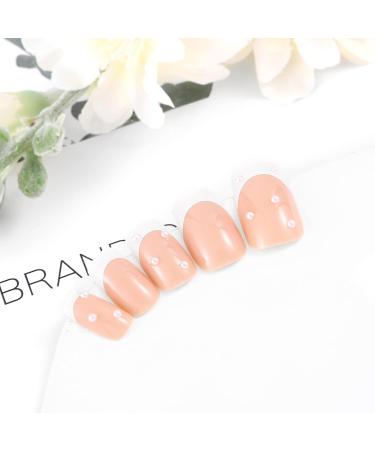 Sethexy Short Square False Nails - 24pcs French Press-On Acrylic Nails with White Pearls for Women & Girls - International Shipping Available - Buy Online on GoSupps.com