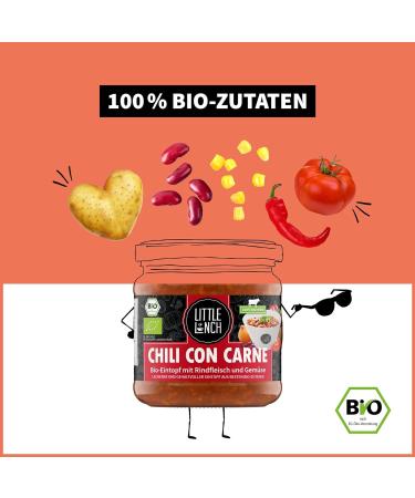 Little Lunch Bio Chili Con Carne | 100% Organic Beef | Gluten-Free Lactose-Free No Added Sugar | Pack of 6 x 350g - Healthy & Delicious Meal Option - Buy Online on GoSupps.com