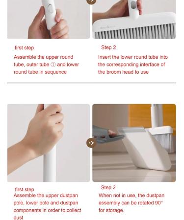 WHDEOY YJLYQF Dustpan and Brush Set Long Handled Tall 180 Degree Rotating Sweeping Brush Household Dust Pan with Comb Teeth for Indoor Outdoor Garden Home - Buy Online on GoSupps.com