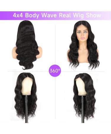Engiva 4x4 HD Lace Body Wave Wig - 100% Brazilian Virgin Human Hair, Pre Plucked, 20 Inch - Buy Online on GoSupps.com