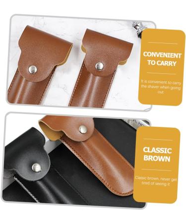 Minkissy Razor Storage Shell - Travel Case for Safety Razor & Covers | PU Leather Compact & Stylish - 16.5x4.2x1cm Brown - Buy Online on GoSupps.com