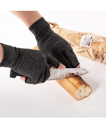 Arthritis Compression Gloves for Men & Women - Fingerless Breathable Moisture-Wicking Relief for Carpal Tunnel & Joint Pain - Medium Size Grey One Pair - Buy Online on GoSupps.com