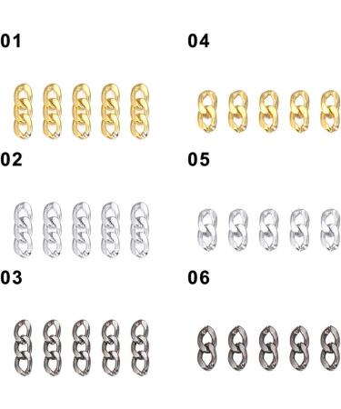 6 Sets Punk Metal Nail Art Decoration DIY Thick Chain Manicure Nail Stickers 3D - Buy Online on GoSupps.com