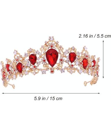 Frcolor Rhinestone Queen Crown Tiara Headband for Women - Red Wedding Tiara - Buy Online on GoSupps.com