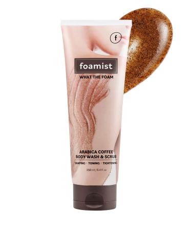 FOAMIST 100% Clean Vegan Arabica Coffee Gentle Body Scrub Exfoliator Remove Dead Skin  Care for Cellulite  Toning Dark Spots No paraben/SLS/SLES  Cruelty free  8.4 fl oz