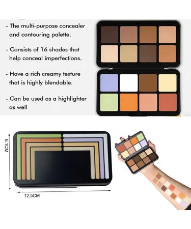 Carla Secret Concealer Palette 16 Colors Cream Makeup Palette Concealer Blush Palette Waterproof Concealer Foundation Palette with Concealer Brush Long-Wearing Coverage Makeup for Flawless Skin - Buy Online on GoSupps.com