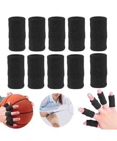 ZEPOHCK 10 Pcs Finger Sleeve Brace Split Protector for Finger Support Compression Finger Protection for Basketball Tennis and All Sports (Black)