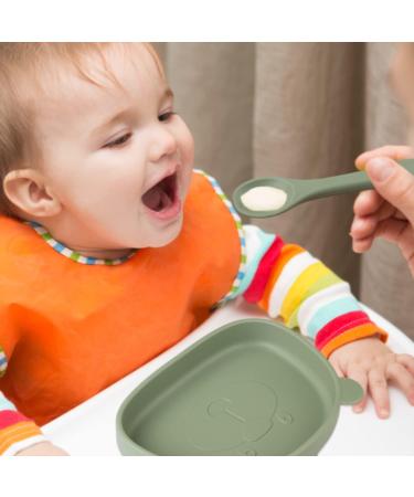 Suction Baby Plate and Bowl Set with Fork and Spoon | Silicone Baby Led Weaning Supplies for Toddler Self Feeding | BPA Free | Dishwasher and Microwave Safe | Olive - Buy Online on GoSupps.com
