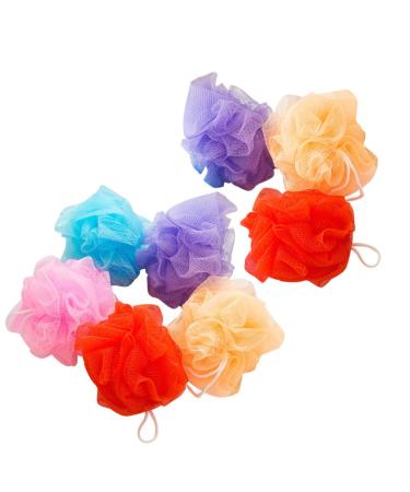 Lurrose 8Pcs shower sponge with hanging rope spherical massage sponge body bathing kn wheul shower -knotted body bathing sponge for showers bathing (random color)