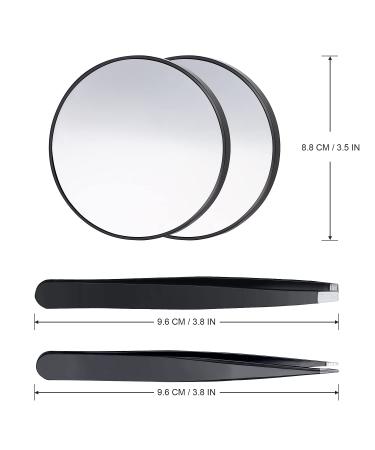 BULGILIA Magnifying Mirror and Tweezers Kit - 10X & 15X Portable Makeup Mirrors with Suction Cups for Eyebrow Tweezing and Blackhead Removal - Buy Online on GoSupps.com