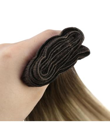 Youngsee Tressen Real Hair Balayage Extensions - Brown to Blonde 40 cm Weft Hair Extensions Remy Thick #2/6/24 - Buy Online on GoSupps.com