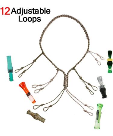 PSKOOK Duck Call Lanyard - 12 Adjustable Loops Paracord Hunting Necklace for Goose Calls - Outdoor Predator Gear in Khaki - Buy Online on GoSupps.com