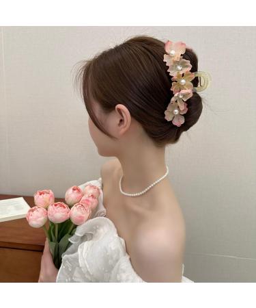 Yneyi Flower Hair Claw Clip Flower Hair Clip Flower Claw Clip Hair Accessories For Women (White Big) - Buy Online on GoSupps.com