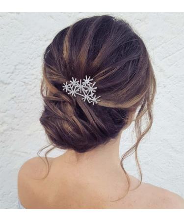 Dervivea Rhinestone Snowflake Hair Comb Barrette Silver Snow Hair Side Comb Crystal Weddings Headpieces Chirstmas Cz Snowflake Hair Piece Decorative Hair Accessories for Women and Girls Headdress - Buy Online on GoSupps.com