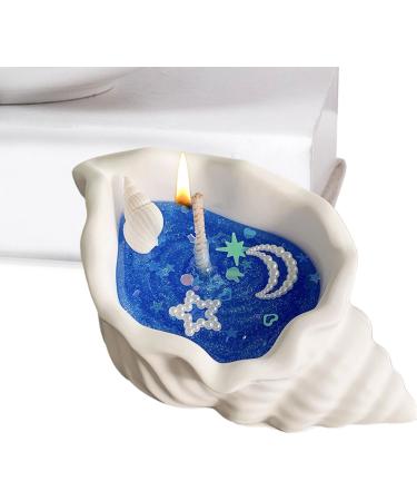 Shop Conch Candle | Handmade Aromatherapy | Marine Scented Candle for Stress Relief | Natural 4-6 Hours Burn Time | Dark Blue Decor - Buy Online on GoSupps.com