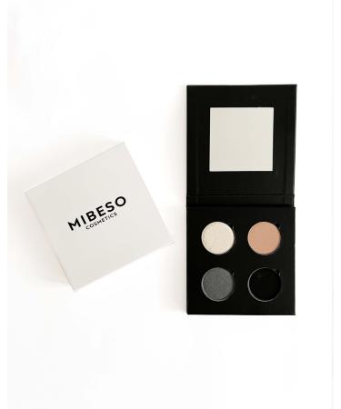 mibeso cosmetics Night in Madrid Refillable Eyeshadow Palette - Intense Shades of Horchata Champagne Mine and Midnight Black - 4 Piece Vegan Eyeshadow Palette