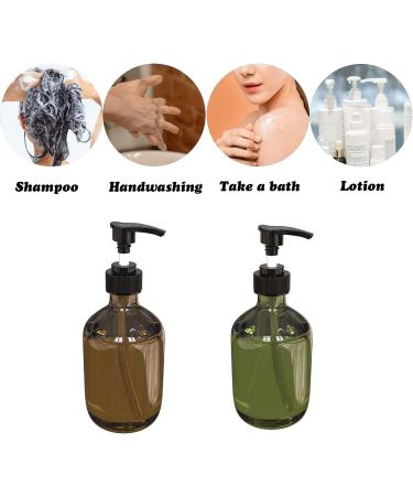10 oz Amber & Green Pump Bottle 6 Pack - Empty Plastic Dispenser for Shampoo, Lotion, Body Wash - Buy Online on GoSupps.com
