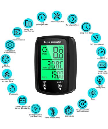 Fiotha Bicycle Computer - Waterproof LCD Cycling Tacho with 19 Functions Real-Time Speed Tracking & Backlight - Ideal for International Cycling Enthusiasts - Buy Online on GoSupps.com