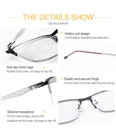 Devirld Photochromic Progressive Multifocus Sunglasses - UV400 Anti-Blue Light Spring Hinges Half Frame - Unisex Sun Readers (2.5x) - Buy Online on GoSupps.com