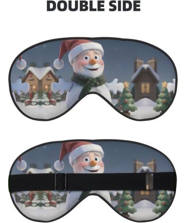 Christmas Santa Snowman Print Double-Sided Eye Mask | Soft Light Blocking for Enhanced Sleep Quality - Buy Online on GoSupps.com