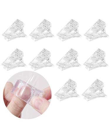 Nail Tips Clip Transparent 10pcs Finger Extension Clip Set Quick Building Poly Gel Extension Nail Art Manicure Tool Helps Hold Dual Form in Place (clear)