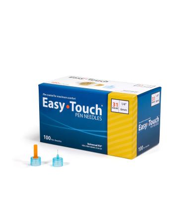 Easy Touch Insulin Pen Needles 31G 1/4-Inch/6mm Box of 100