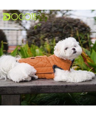 Docio Winter Dog Coat & Jacket for Small Dogs - Padded Orange Vest with Crawl Bag | 1 Pack - Buy Online on GoSupps.com