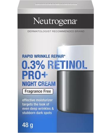 Neutrogena Rapid Wrinkle Repair 0.3% Retinol Pro+ Night Cream Night Face Moisturizer with Retinol Fragrance Free 50ml Unscented 48 ml (Pack of 1) - Buy Online on GoSupps.com