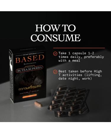 Based Supplements Butea Superba Extract - Traditional Thai Herb for Men's Vitality Focus & Energy - Premium Root Powder with Natural Flavonoids - Buy Online on GoSupps.com