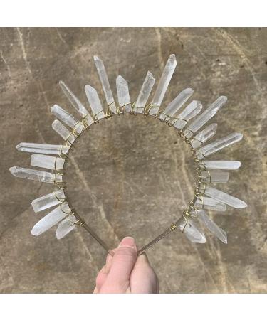 amangul Quartz Headband Natural for Crystal for Head Natural for Matter Rainbow Stone Crown -style for Rhinesto(Silver Line White) - Buy Online on GoSupps.com