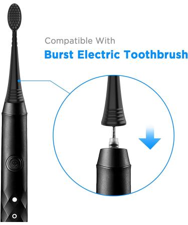 2022 Upgraded Burst Toothbrush Heads, Charcoal Bristles, 8 Count with Covers - Black - Buy Online on GoSupps.com