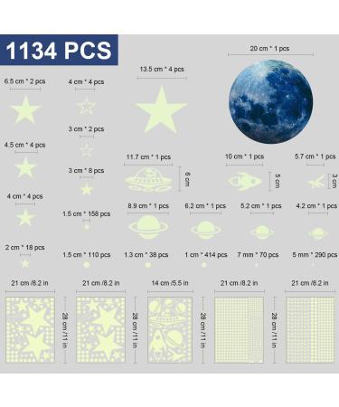 1134PCS Glow in The Dark Stars and Moon Stickers - DIY Luminous Rocket and Planets Wall Decor for Kids Bedroom - Green (Blue) - Buy Online on GoSupps.com