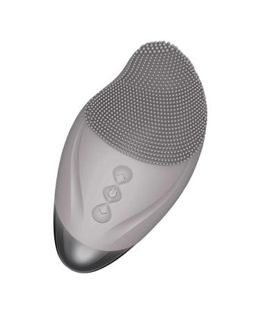 Facial Cleansing Brush Face Scrubber | Soft Silicone Electric Exfoliator - Vibrating Waterproof Rechargeable Simple Skin Care Tools for Enhances Absorption of Facial Skin Care Products Gray (English)