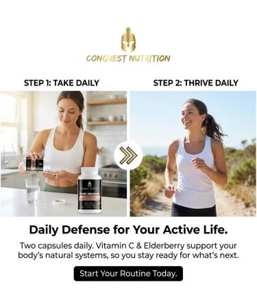 Conquest Nutrition Pure Defense Elderberry Immune Support with Vitamin C & Zinc Sambucus Black Elderberry Extract Antioxidant Daily Immune Defense 60 Veggie Caps Natural Immune Boost Supplement - Buy Online on GoSupps.com