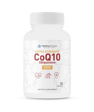 Extra Strength CoQ10 200mg Supports Heart Health Cardiovascular Health & Digestive Health Fat Soluble Natural Supplement Coenzyme Q-10 (Ubiquinone) Made in USA 1 Month