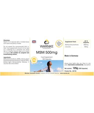 Methylsulfonylmethane 500mg | Sulphur Vegan Capsules | 180 Count | Without Magnesium Stearate - Buy Online on GoSupps.com