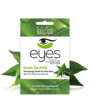 ToGoSpa Green Tea EYES Dark Circle Warrior | Premium Clean Anti-Aging Gel Pads with Collagen Hyaluronic Acid Aloe Vera Vitamins C & E Taurine and Green Tea Extract - 3 Pack