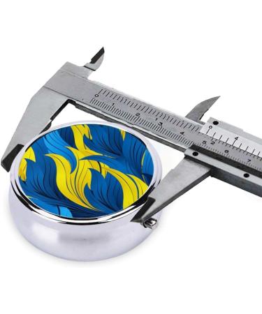 Blue-Yellow Portable Metal Pill Box - Round Mini 3-Compartment Hinged Design for Small Pills - Travel Essential - Buy Online on GoSupps.com