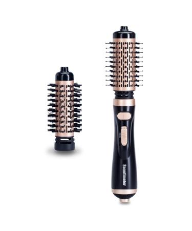 Beautimeter Hair Dryer Brush, 3-in-1 Round Hot Air Spin Brush Kit for Styling and Frizz Control, Negative Ionic Blow Hair Dryer Brush Volumizer, 2 Detachable Auto-Rotating Curling Brush, Black & Gold - Buy Online on GoSupps.com