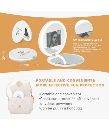 FENCHILIN Travel Compact Mirror with UV Camera | 2X Magnification Portable Lighted Mirror 3.5 Inch - Buy Online on GoSupps.com