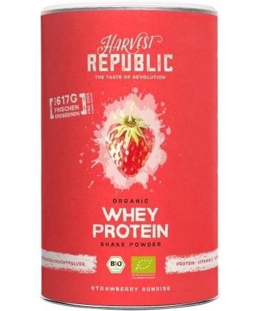  Harvest Republic HARVEST REPUBLIC Organic Whey Protein Powder Strawberry with 100% Real Fruit Powder | 750g Powder - Buy Online on GoSupps.com