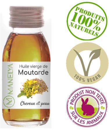  Manelya Organic Mustard Oil 60ml - 100% pure and natural - Hair care promotes growth - Glass bottle - Buy Online on GoSupps.com